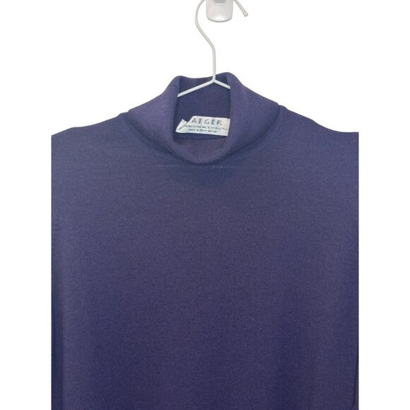 Jaeger purple merino wool ribbed turtleneck sweater size 10 - Picture 4 of 8